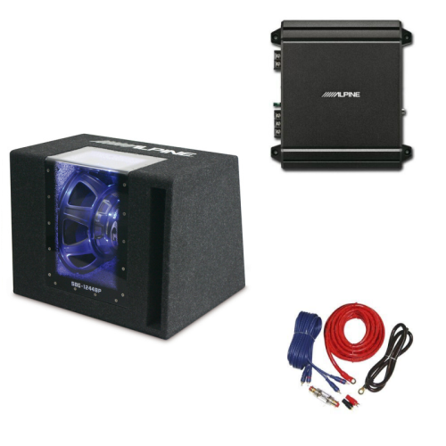 Комплект Alpine SBG-1244BP Subwoofer Bandpass 30 см (12") + MRV-M250 Mono Amplifier + Cable Set 10mm² 